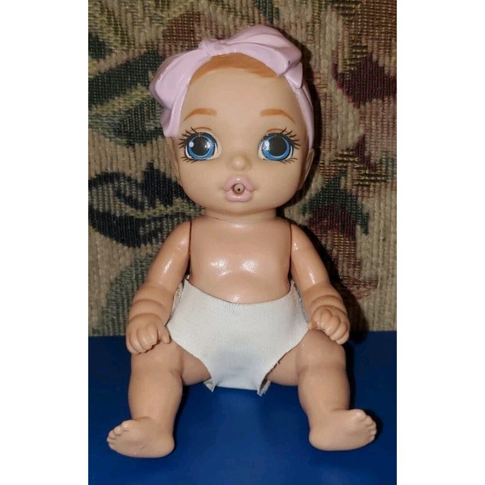 4 Inch Zapf Creations Baby Surprise Pink Bow Blue Eyes Diaper Collectible
